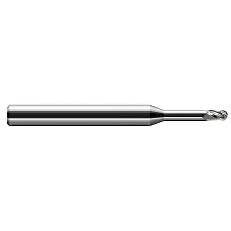 Harvey Tool Miniature End Mill - Ball - Long Reach, Stub Flute 0.0600" Cutter DIA x 0.0900" Length of Cut 860712
